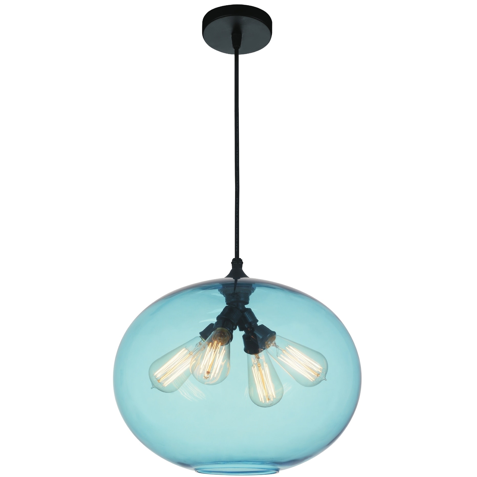 4 Light Chandelier with Transparent Blue Shade - Chandeliers For Bedrooms by Overstock.com