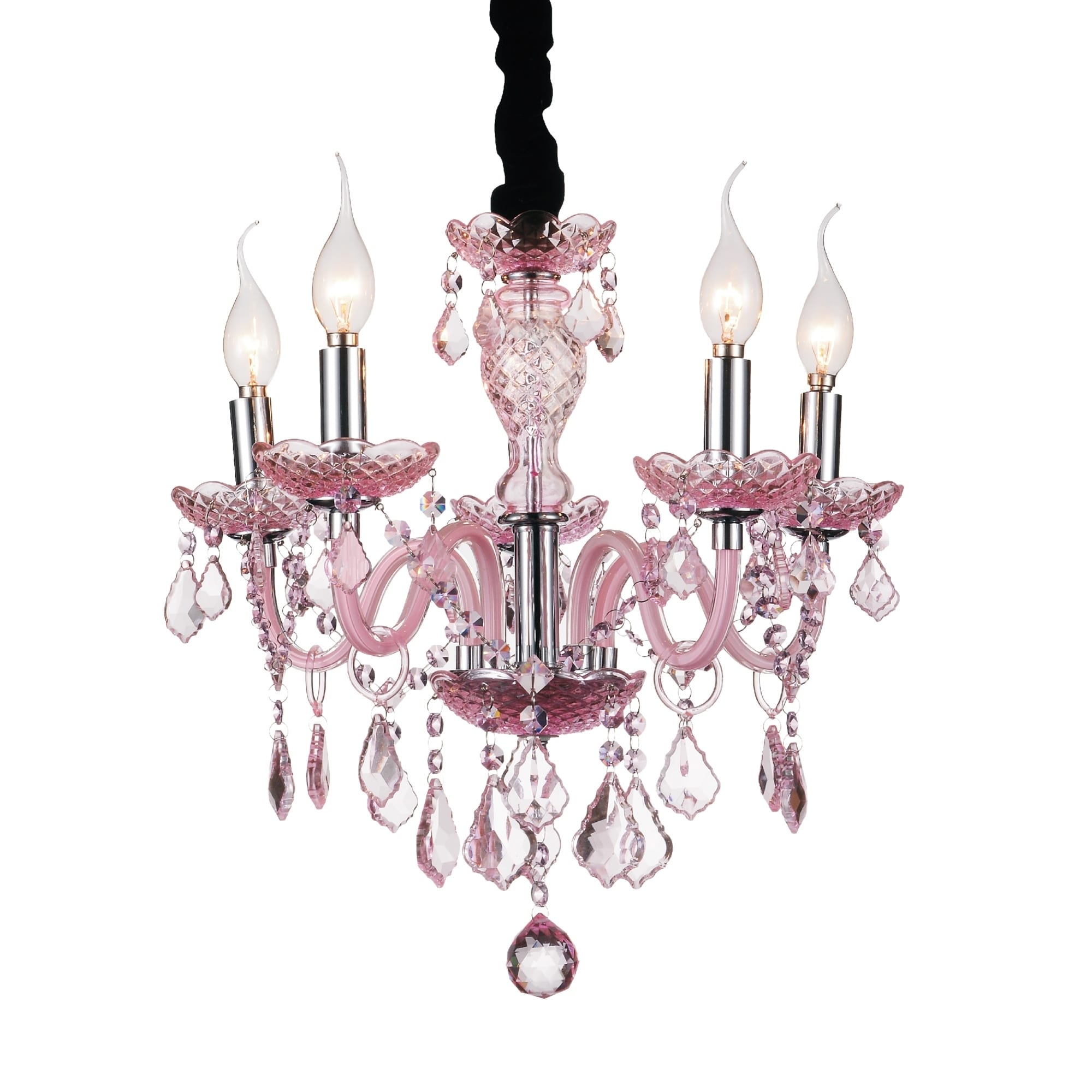 Taylor & Olive Belladonna Pink/ Chrome 5-light Chandelier - Chandeliers For Bedrooms by Overstock.com