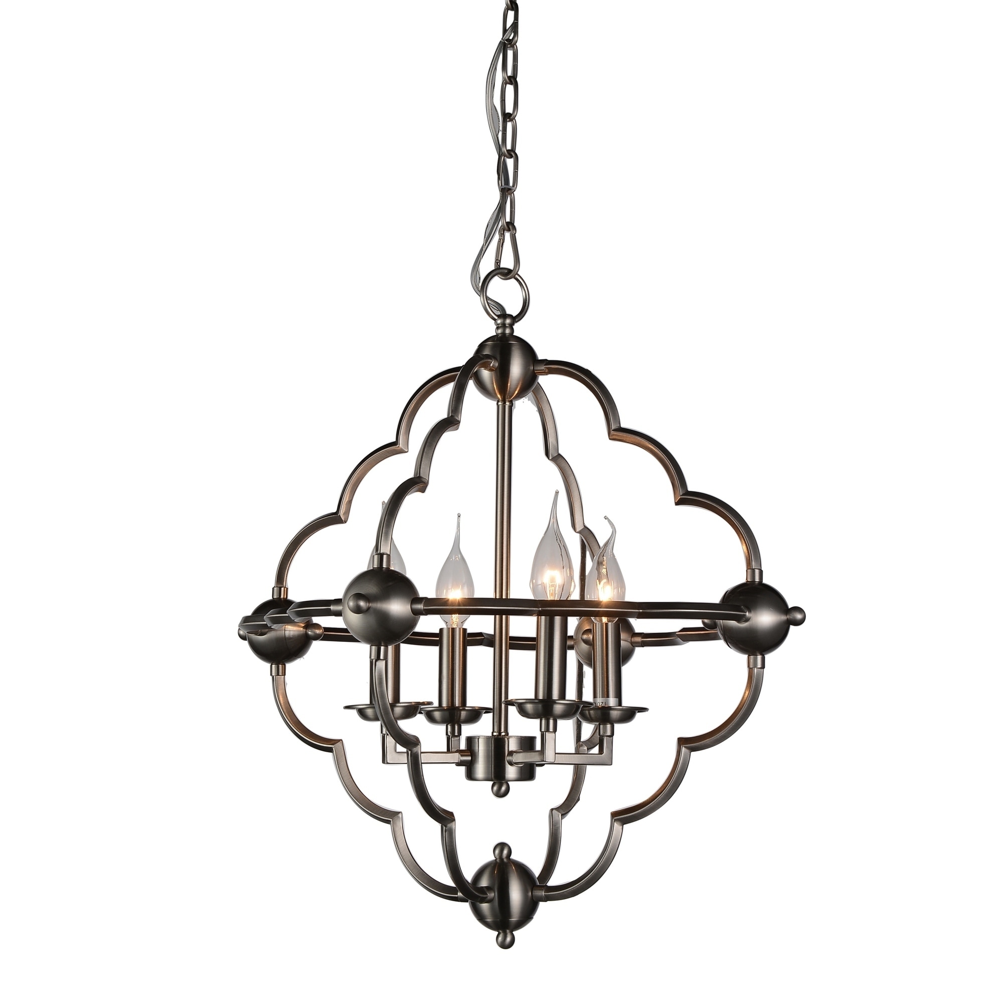 4 Light Chandelier with Satin Nickel Finish - Chandeliers For Bedrooms by Overstock.com