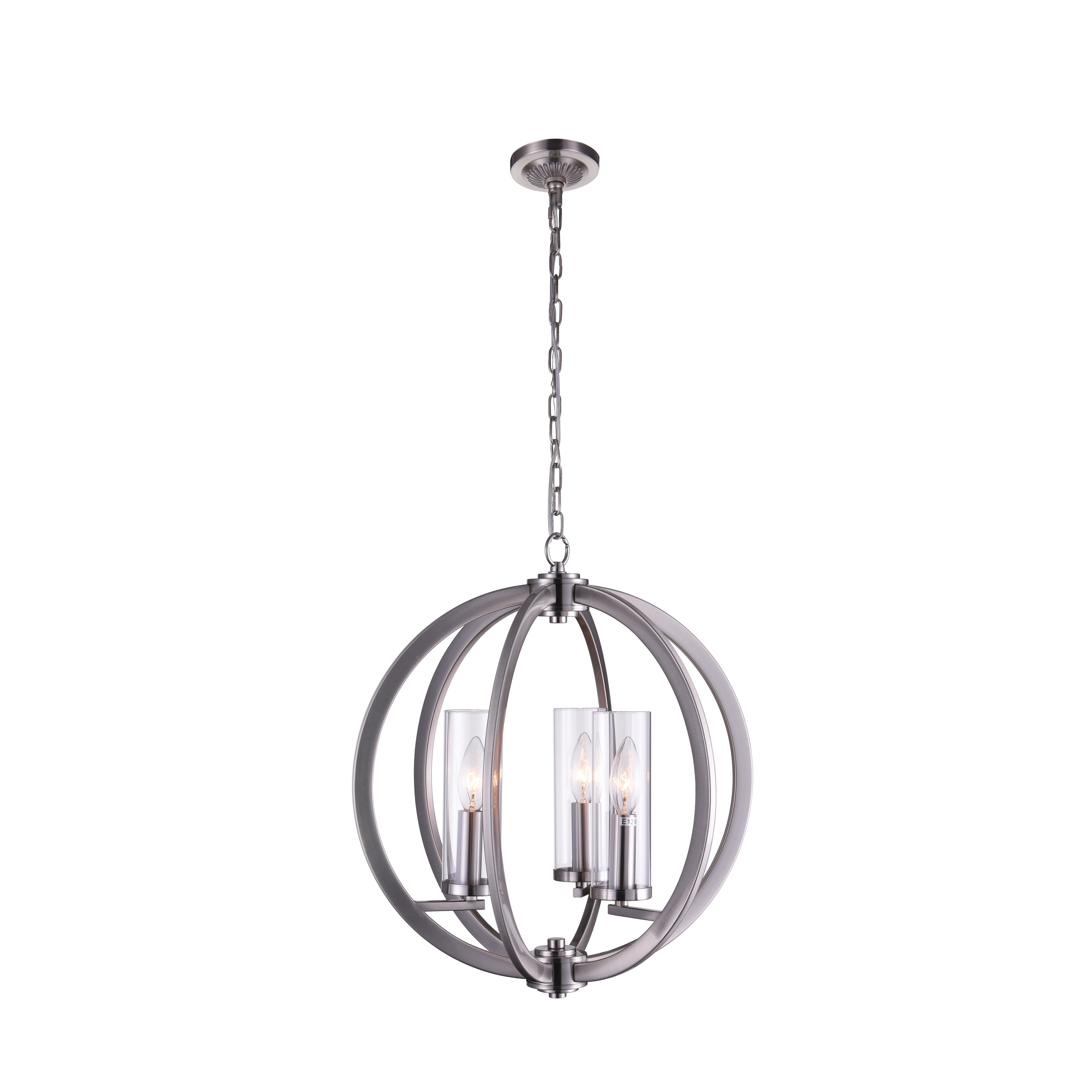 3 Light Chandelier with Satin Nickel Finish - Chandeliers For Bedrooms by Overstock.com