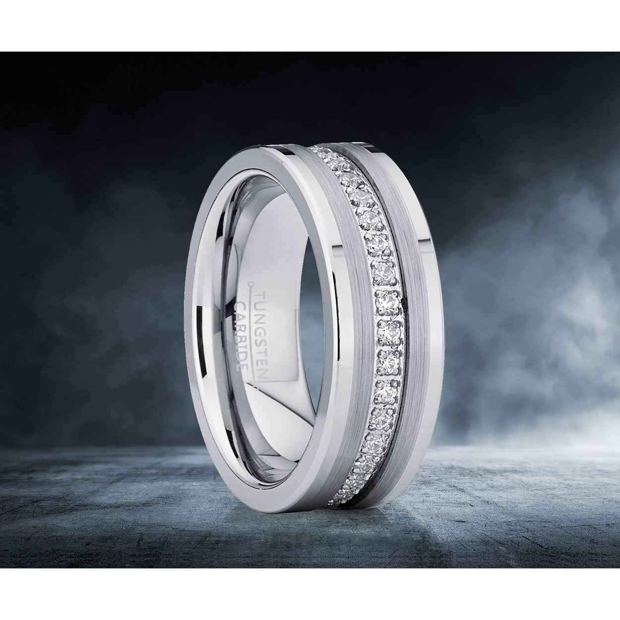 Nuncad Mens Eternity Cubic Zirconia Tungsten Wedding Band Comfort Fit Engagement Ring Size 7 to 12 Nuncad Mens Eternity Cubic Zirconia Tungsten Wedding Band Comfort Fit Engagement Ring Size 7 to 12