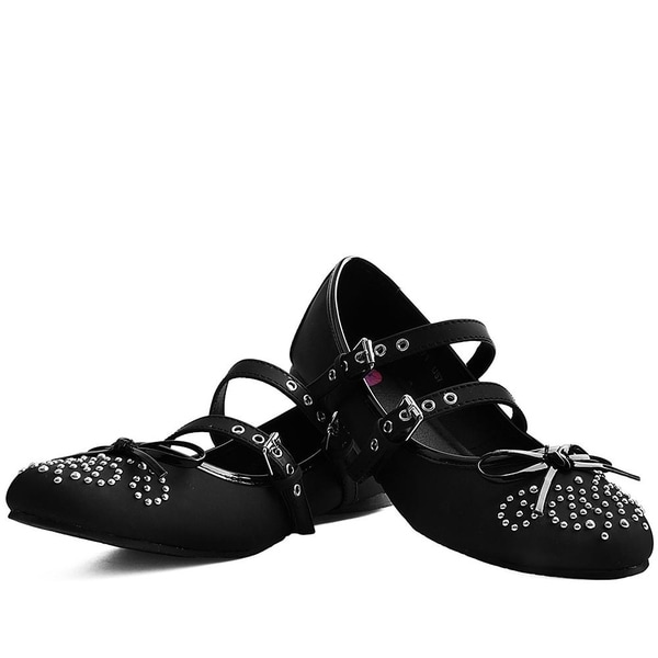 black strap shoes flat