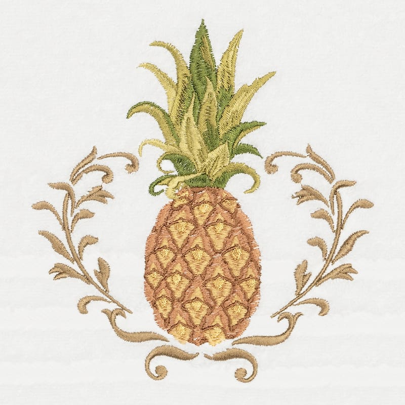 Authentic Hotel and Spa Turkish Cotton Pineapple Embroidered White 2-piece Bath Towel Set