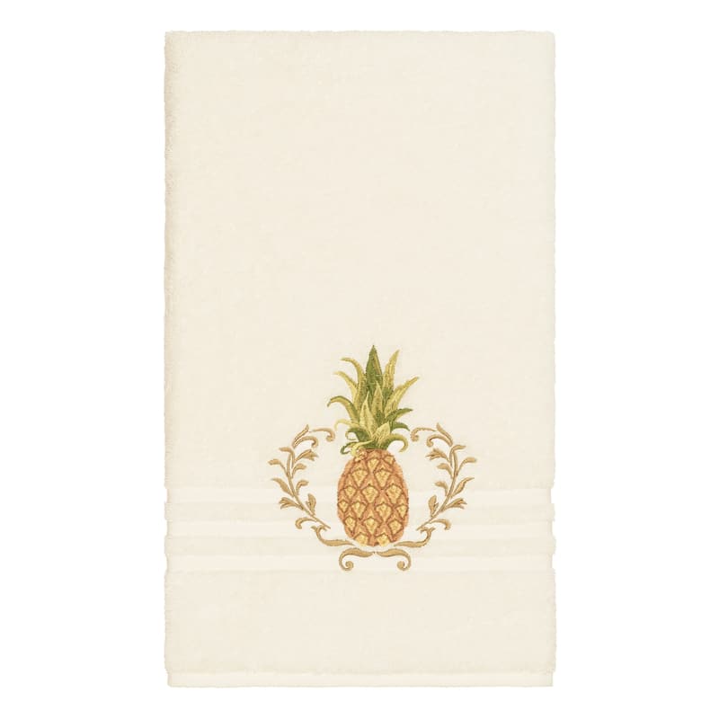 Authentic Hotel and Spa Turkish Cotton Pineapple Embroidered Cream 4-piece Towel Set