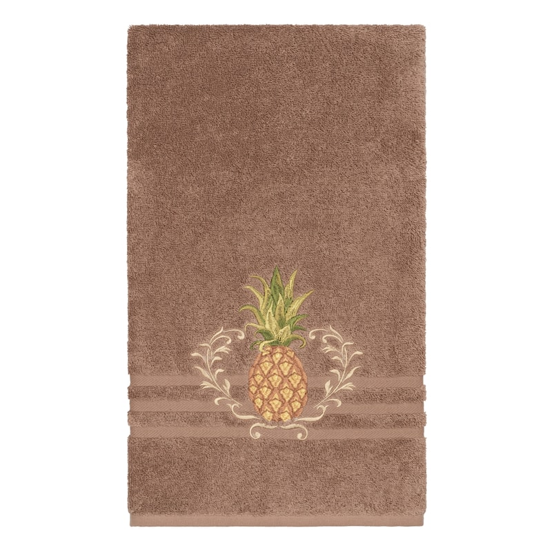 Authentic Hotel and Spa Turkish Cotton Pineapple Embroidered Latte Brown 3-piece Towel Set