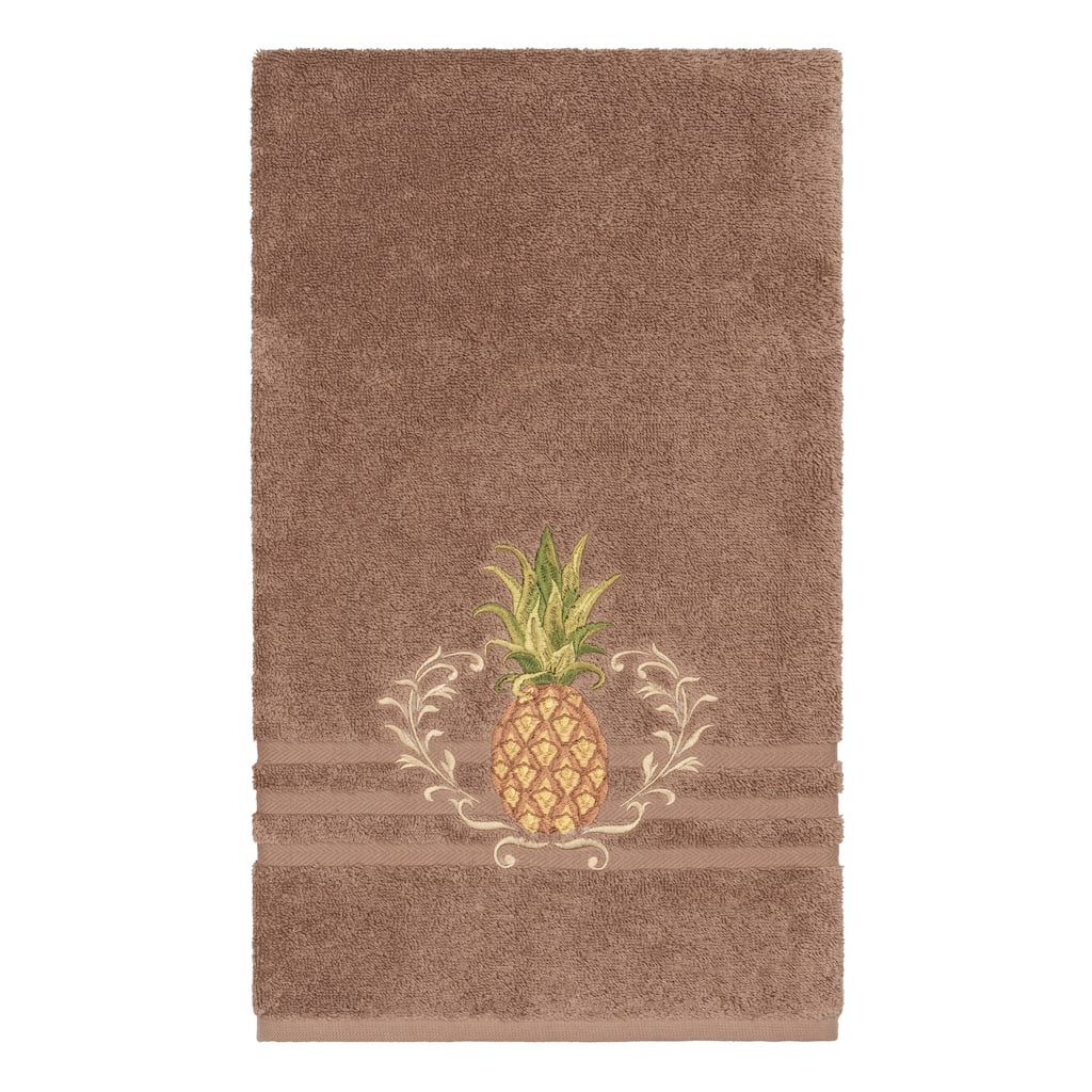Authentic Hotel and Spa Turkish Cotton Pineapple Embroidered Latte Brown Bath Towel