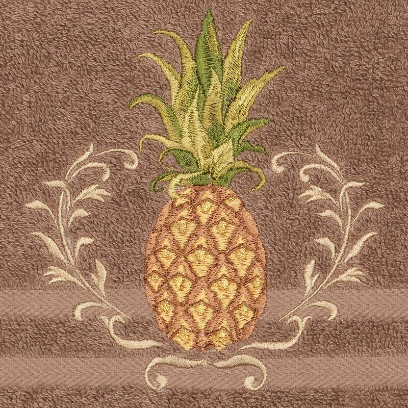 Authentic Hotel and Spa Turkish Cotton Pineapple Embroidered Latte Brown 8-piece Towel Set
