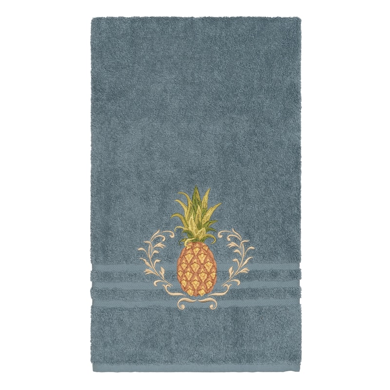 Authentic Hotel and Spa Turkish Cotton Pineapple Embroidered Teal Blue 8-piece Towel Set