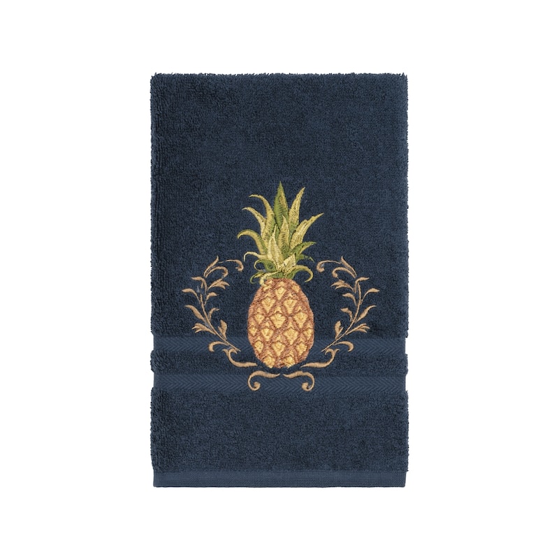Authentic Hotel and Spa Turkish Cotton Pineapple Embroidered Midnight Blue 8-piece Towel Set