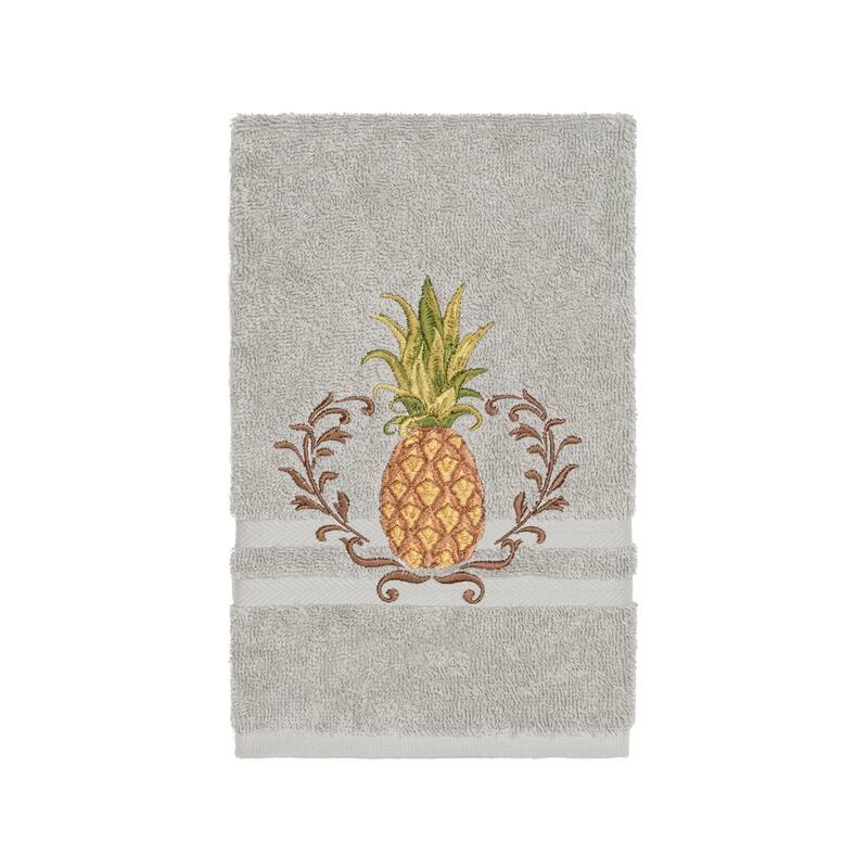 Authentic Hotel and Spa Turkish Cotton Pineapple Embroidered Light Grey Hand Towel