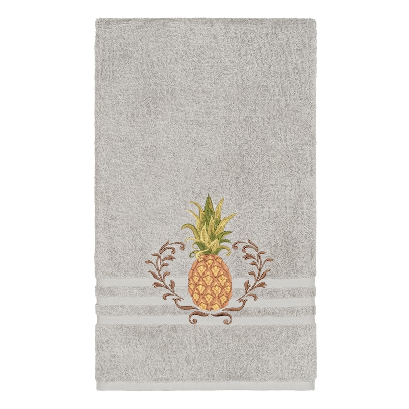 Authentic Hotel and Spa Turkish Cotton Pineapple Embroidered Light Grey 4-piece Towel Set