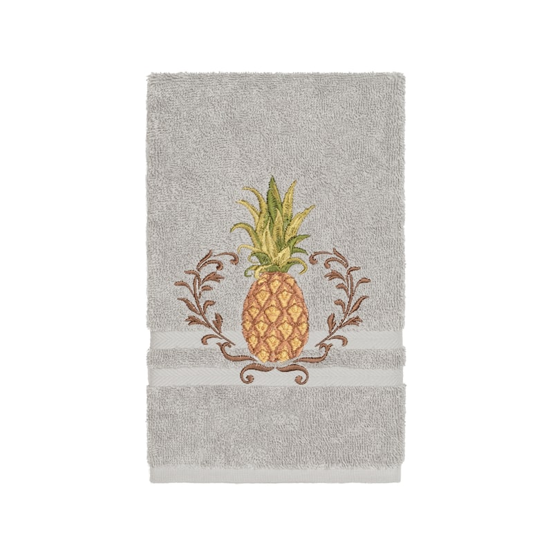 Authentic Hotel and Spa Turkish Cotton Pineapple Embroidered Light Grey 4-piece Towel Set