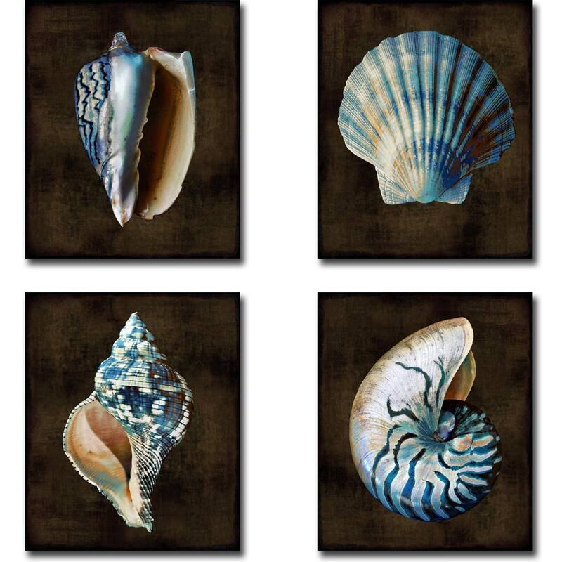 Ocean Treasure I, II, III, & IV by Caroline Kelly 4-piece Gallery Wrapped Canvas Giclee Art Set