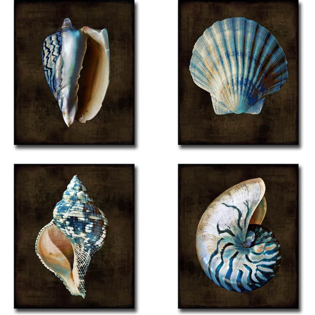 Ocean Treasure I, II, III, & IV by Caroline Kelly 4-piece Gallery Wrapped Canvas Giclee Art Set