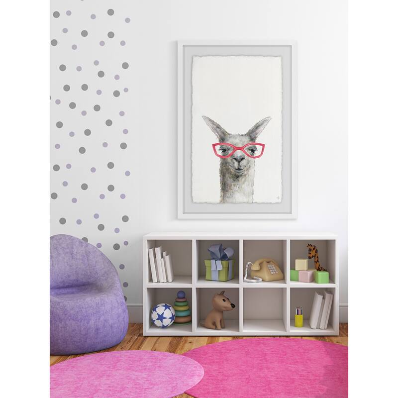 Pink Sunglasses' Framed Painting Print - Multi-Color