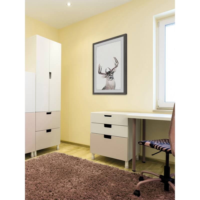 Nerdy Deer' Framed Painting Print - Multi-Color