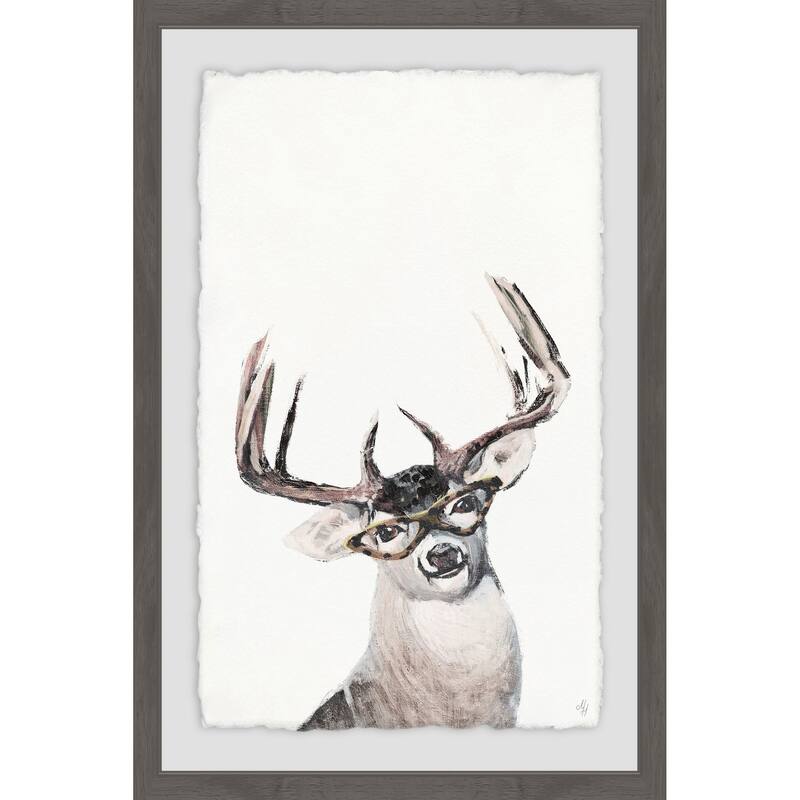 Nerdy Deer' Framed Painting Print - Multi-Color