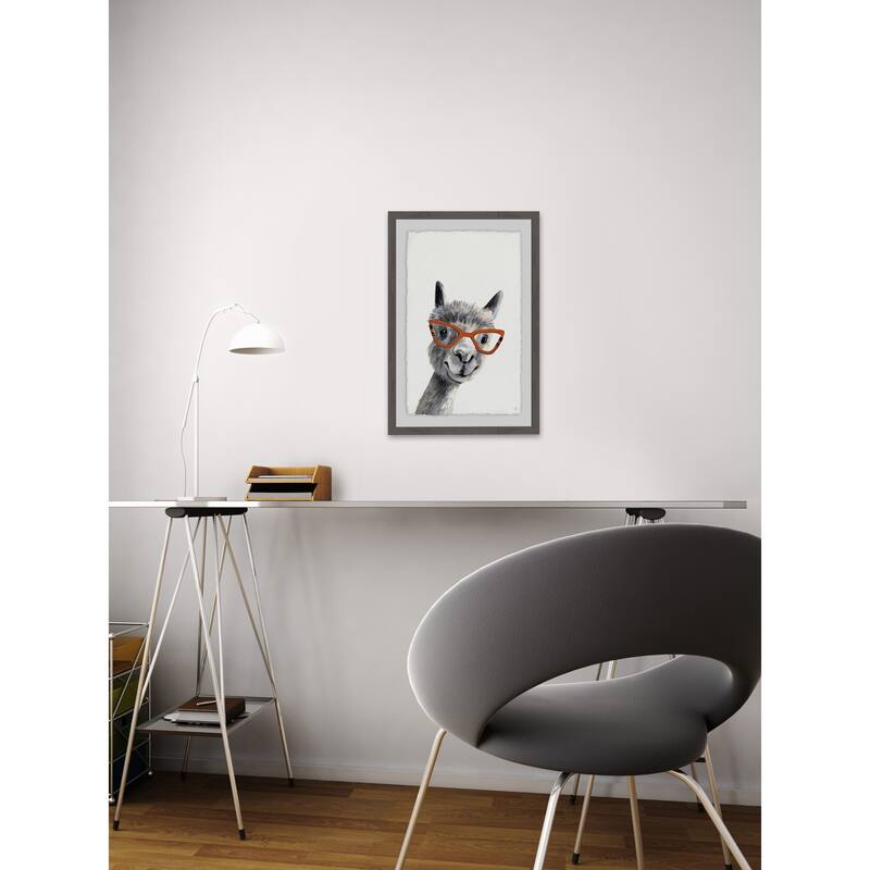Geeky Llama II' Framed Painting Print - Multi-Color