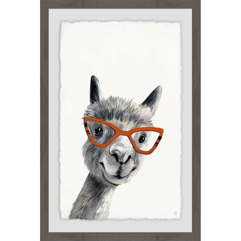 Geeky Llama II' Framed Painting Print - Multi-Color
