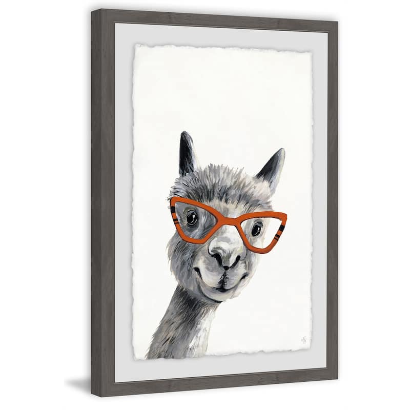 Geeky Llama II' Framed Painting Print - Multi-Color