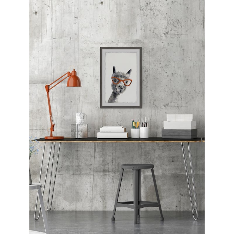 Geeky Llama II' Framed Painting Print - Multi-Color