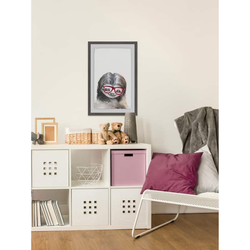 Nerdy Sloth' Framed Painting Print - Multi-Color