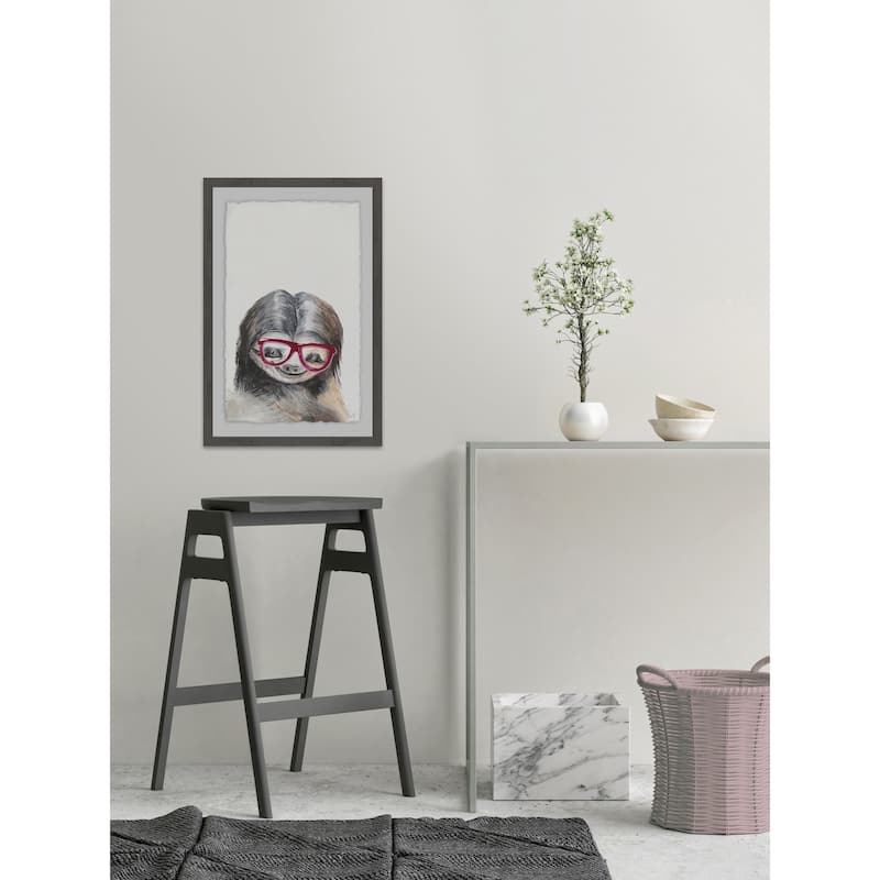 Nerdy Sloth' Framed Painting Print - Multi-Color