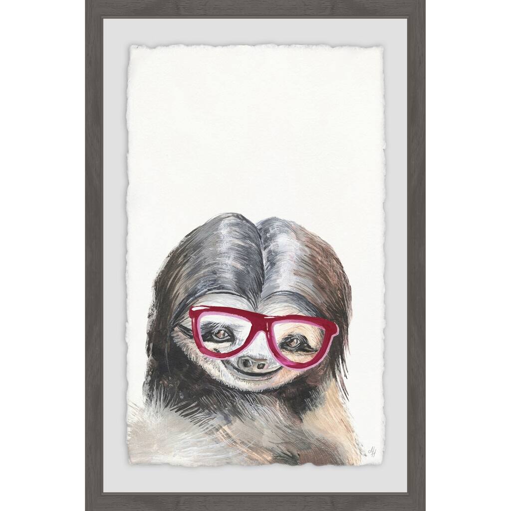 Nerdy Sloth' Framed Painting Print - Multi-Color