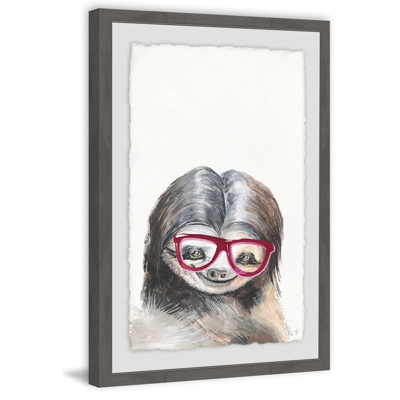 Nerdy Sloth' Framed Painting Print - Multi-Color