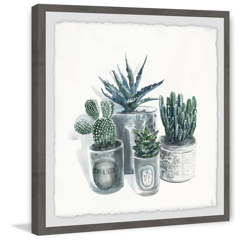 'Cutie Succulents' Framed Painting Print - Multi-Color