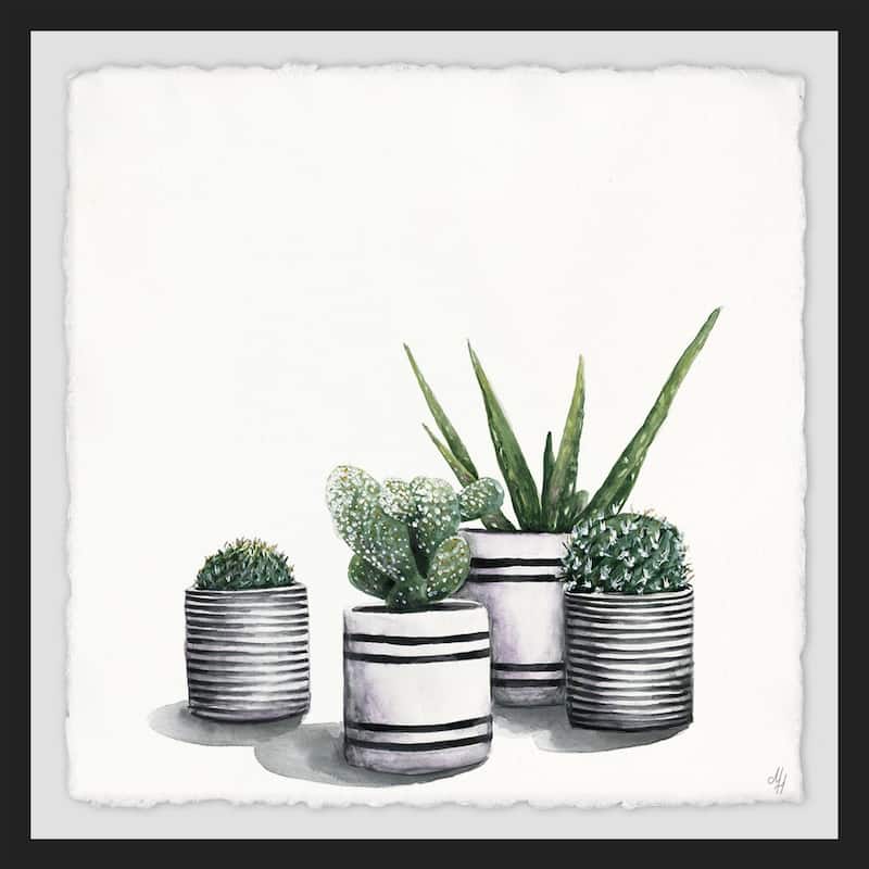'Lined Pots' Framed Painting Print - Multi-Color