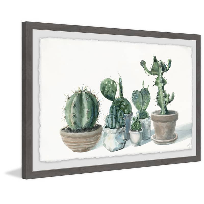 'Potted Succulents II' Framed Painting Print - Multi-Color