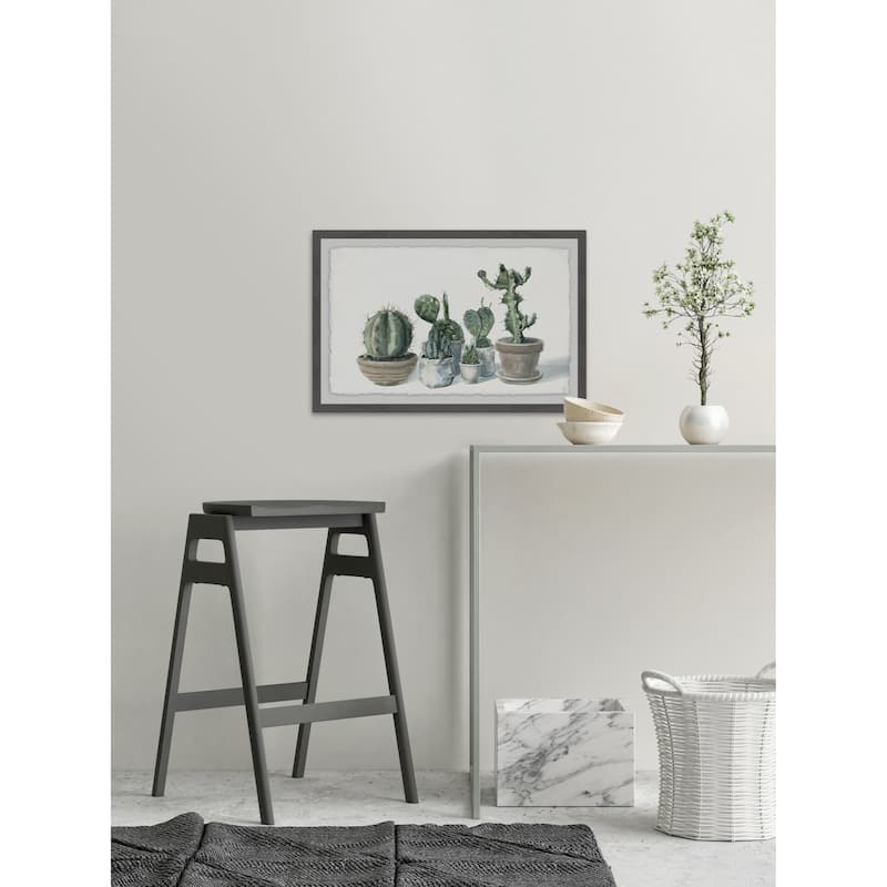'Potted Succulents II' Framed Painting Print - Multi-Color