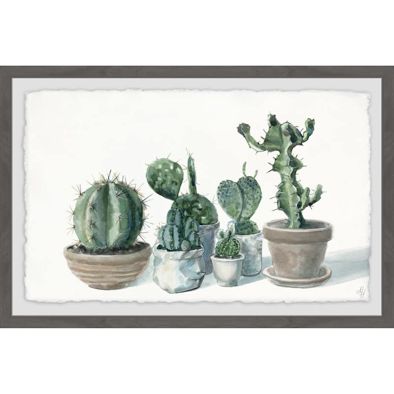 'Potted Succulents II' Framed Painting Print - Multi-Color