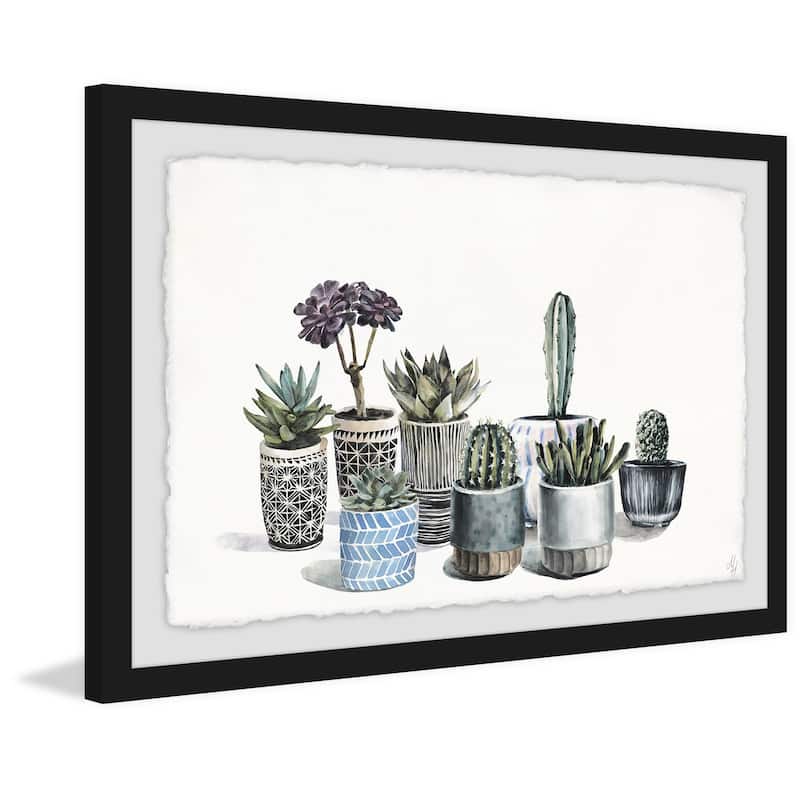 'Garden of Succulents' Framed Painting Print - Multi-Color