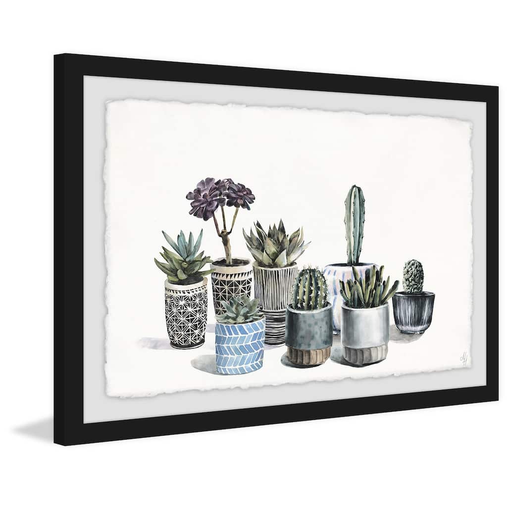 'Garden of Succulents' Framed Painting Print - Multi-Color