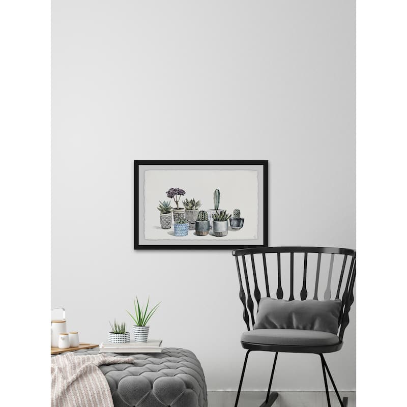 'Garden of Succulents' Framed Painting Print - Multi-Color