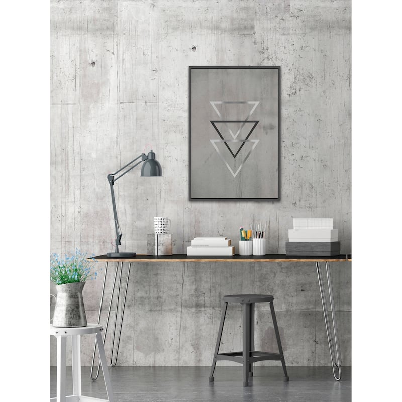 Silver Triangles' Floater Framed Painting Print on Canvas - Multi-color
