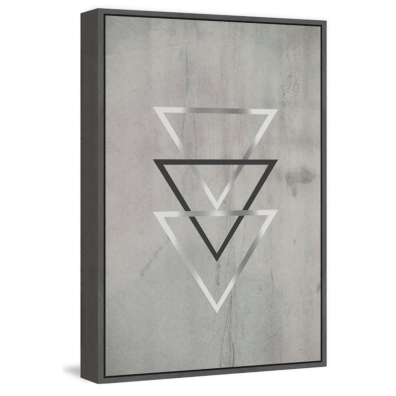 Silver Triangles' Floater Framed Painting Print on Canvas - Multi-color