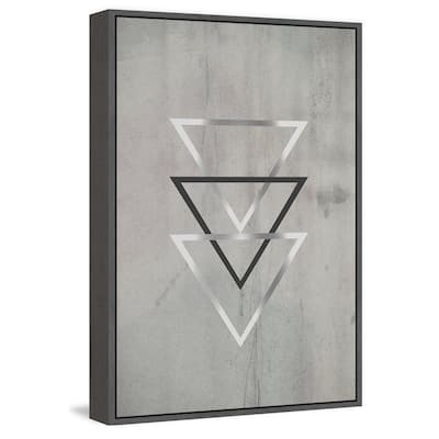 Silver Triangles' Floater Framed Painting Print on Canvas - Multi-color
