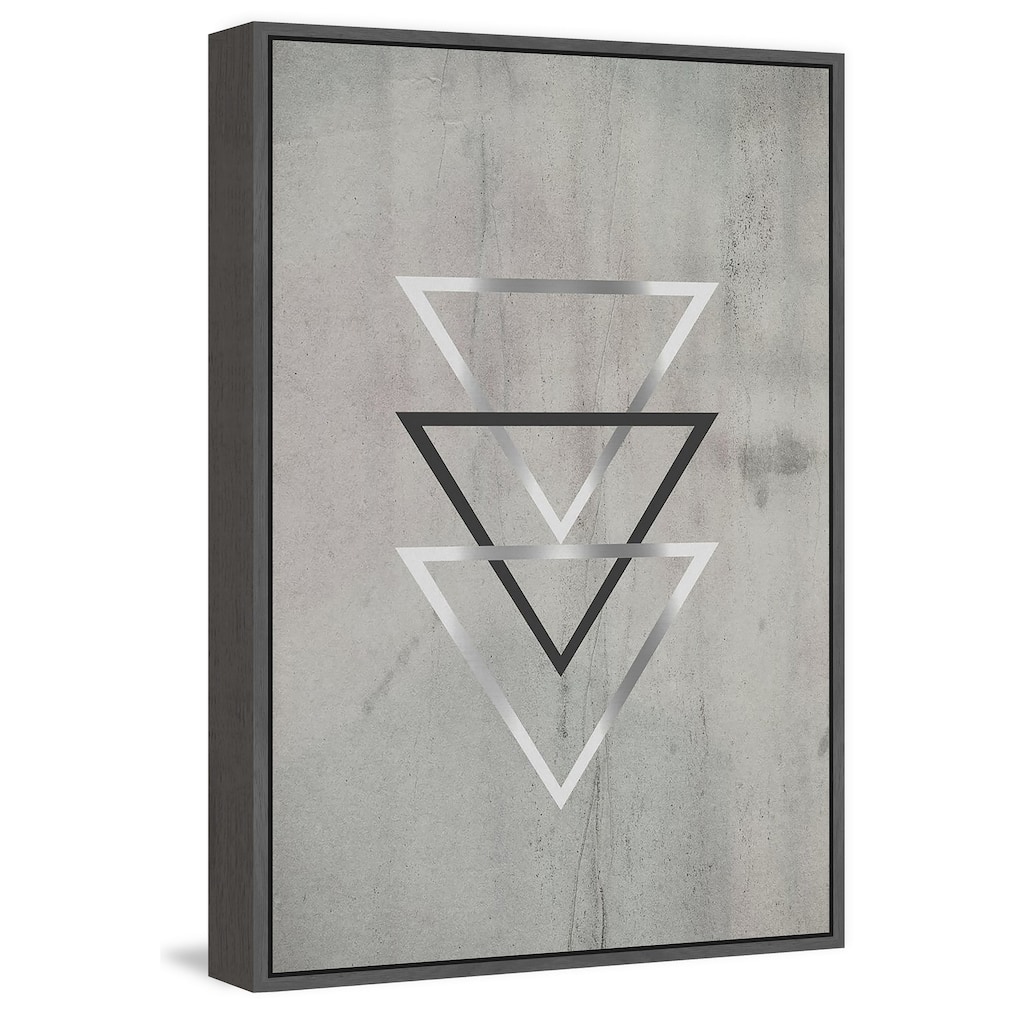 Silver Triangles' Floater Framed Painting Print on Canvas - Multi-color