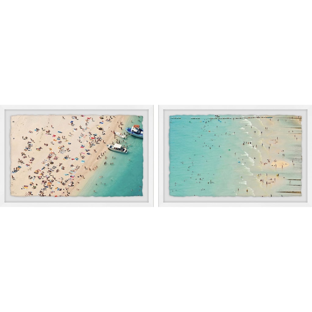 Marmont Hill - Handmade Aerial Beach Views Diptych - Multi-Color