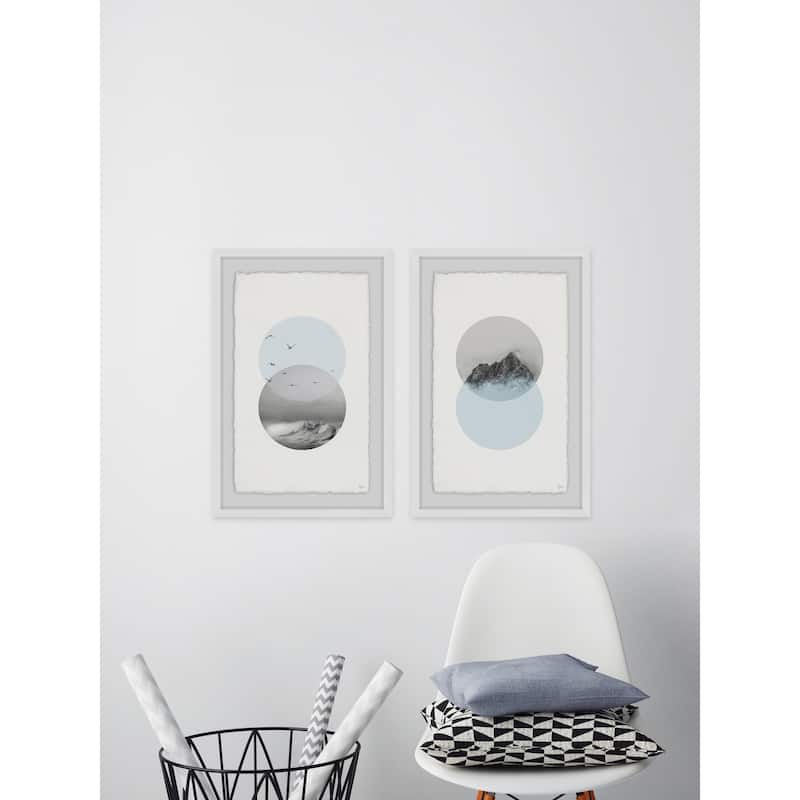 Marmont Hill - Handmade Waves and Mountain Diptych - Multi-Color