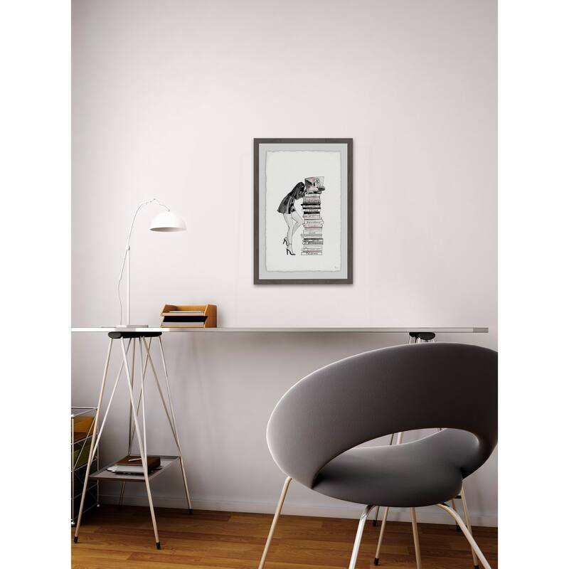 'Stack of Books' Framed Painting Print - Multi-Color