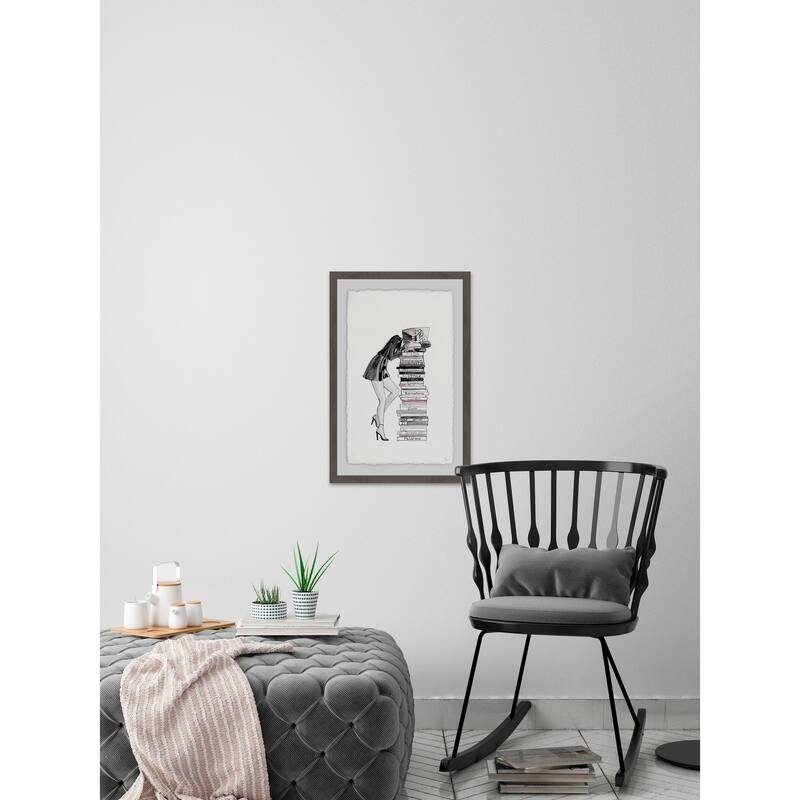 'Stack of Books' Framed Painting Print - Multi-Color