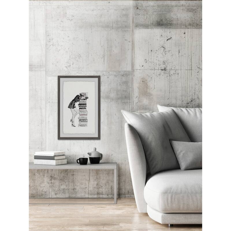 'Stack of Books' Framed Painting Print - Multi-Color