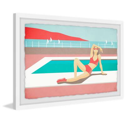 'By the Pool II' Framed Painting Print - Multi-Color