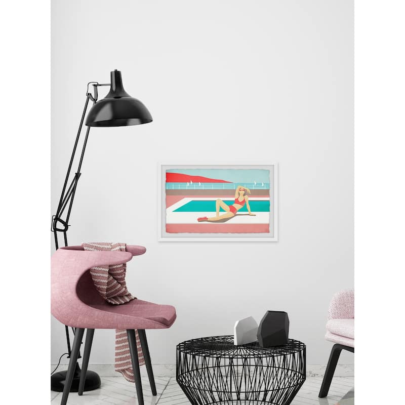 'By the Pool II' Framed Painting Print - Multi-Color