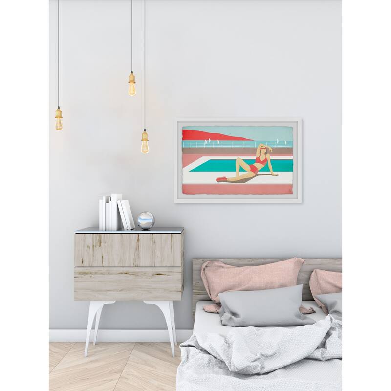 'By the Pool II' Framed Painting Print - Multi-Color