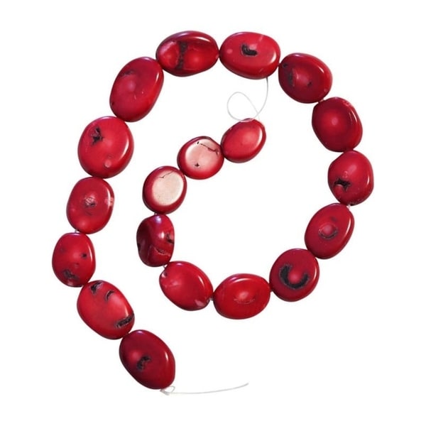 Shop Large Oval Apple Coral Beads - Red 